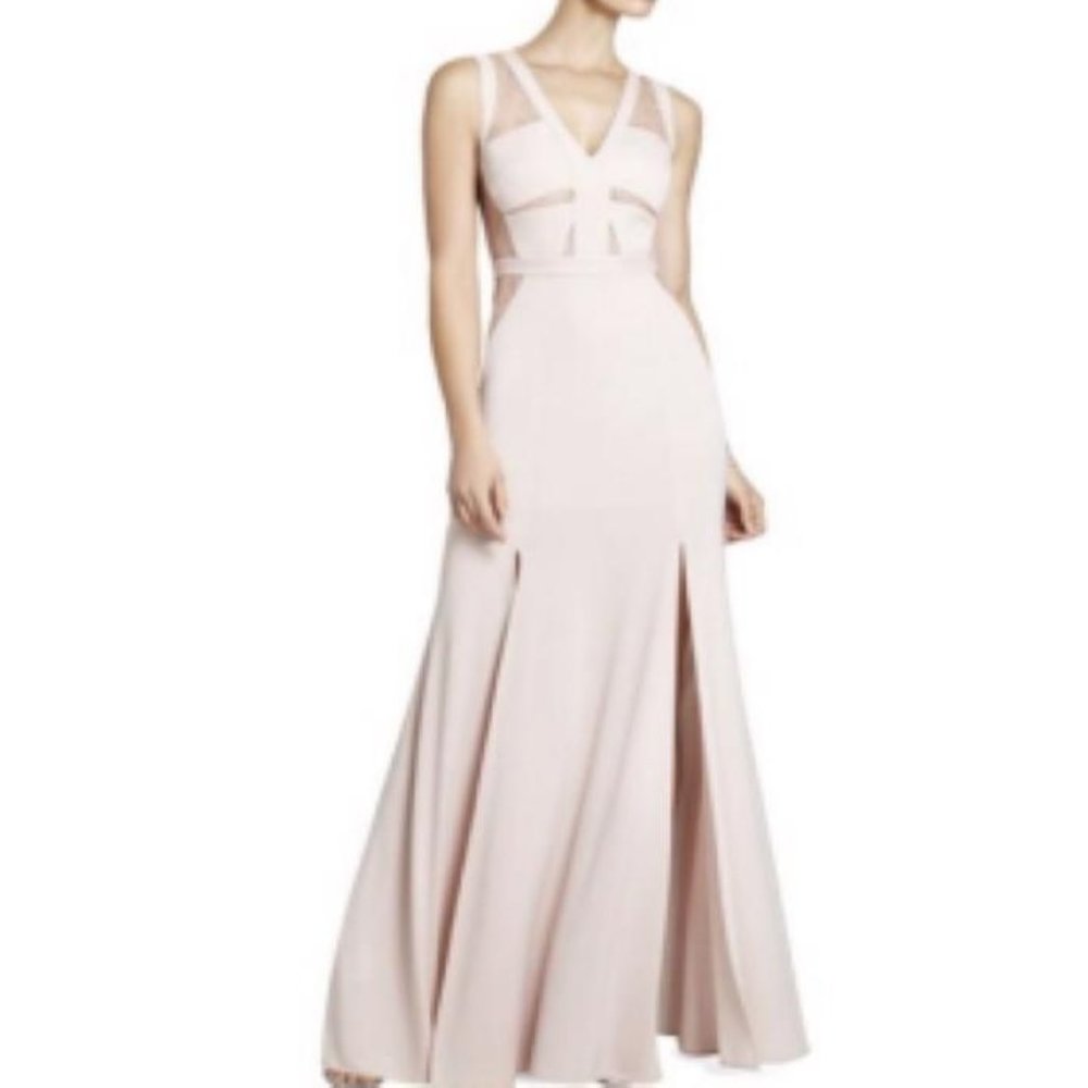 BCBG Max Azaria Women's Sz 12 Kristy lace blush color long dress